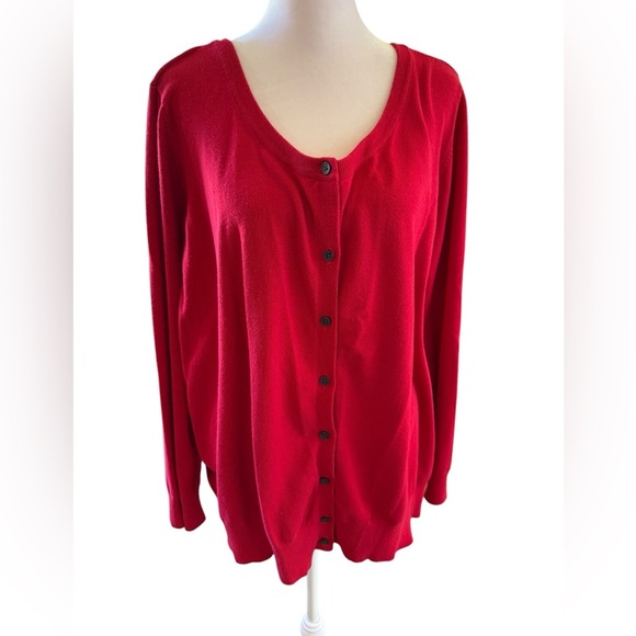 Lane Bryant Red long sleeve Cardigan Sweater EUC Size 26/28 - Picture 1 of 8